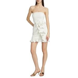 Amur Isla Ruffle Trim Strapless Mini Dress in Ivory 8